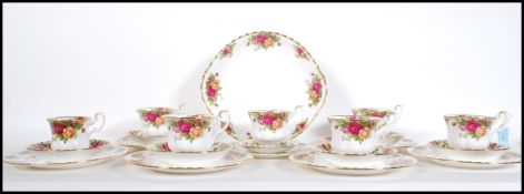 A Royal Albert Old Country Roses pattern tea service comprising of six cups, saucers and tea plates,