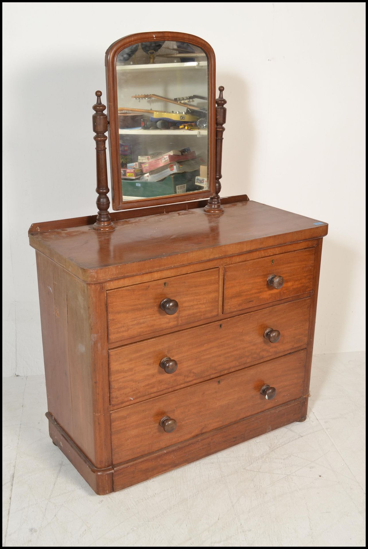 A Victorian mahogany dressing chest of drawers being raised on a plinth base with short and deep - Bild 3 aus 6