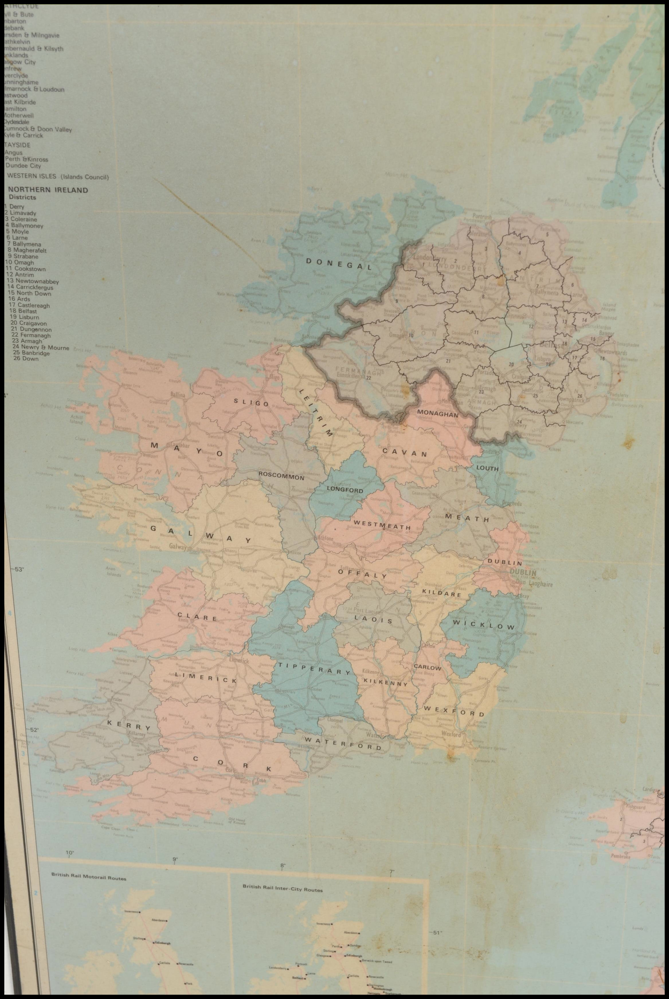 A large vintage mid 20th Century school map of The New Counties Of The British Isles set to board. - Image 4 of 8