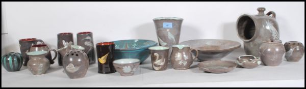 A large collection of 20th century Fishley Holland ( Clevedon ) studio pottery to include flower