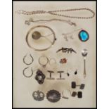 A selection of silver jewellery bearing hallmarks or 925 marks, to include silver hallmarked