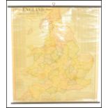 A Vintage Scarborough map of England and wales showing Geographical Counties and Boroughs, all