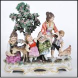 A late 19th Century Continental ceramic figurine group in the manner of Meissen. The group