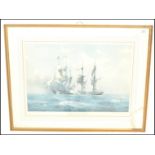 After Derek Gardner - A signed naval related print depicting the USS Wasp capturing the HMS