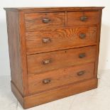 A Victorian 19th century Arts & Crafts ash / oak chest of drawers. Raised on a plinth base with 2