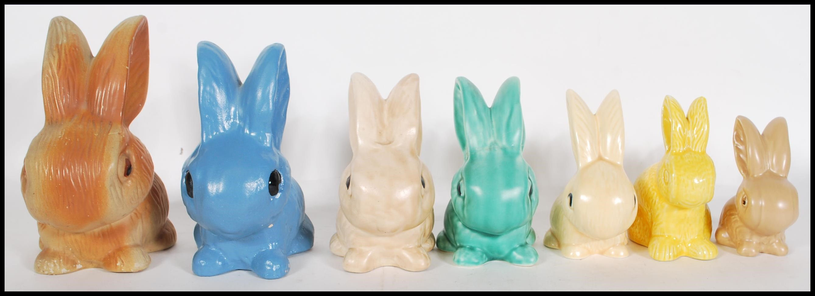 A collection of seven early 20th Century Art Deco Sylvac and Sylvac style rabbits /  bunnies, - Image 5 of 6