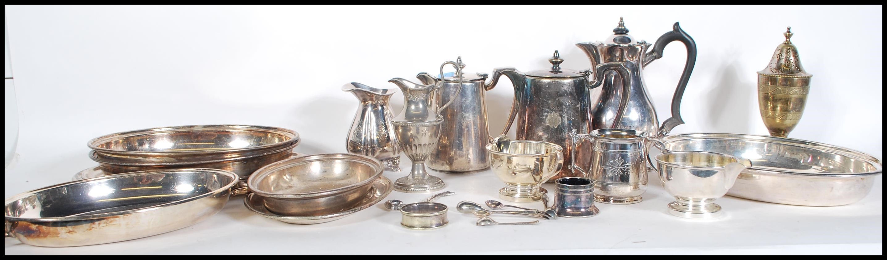 A large collection of silver plated items from the 20th century to include a selection of hot