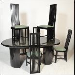 A late 20th Century Macintosh style contemporary dining table and six matching high rail back dining