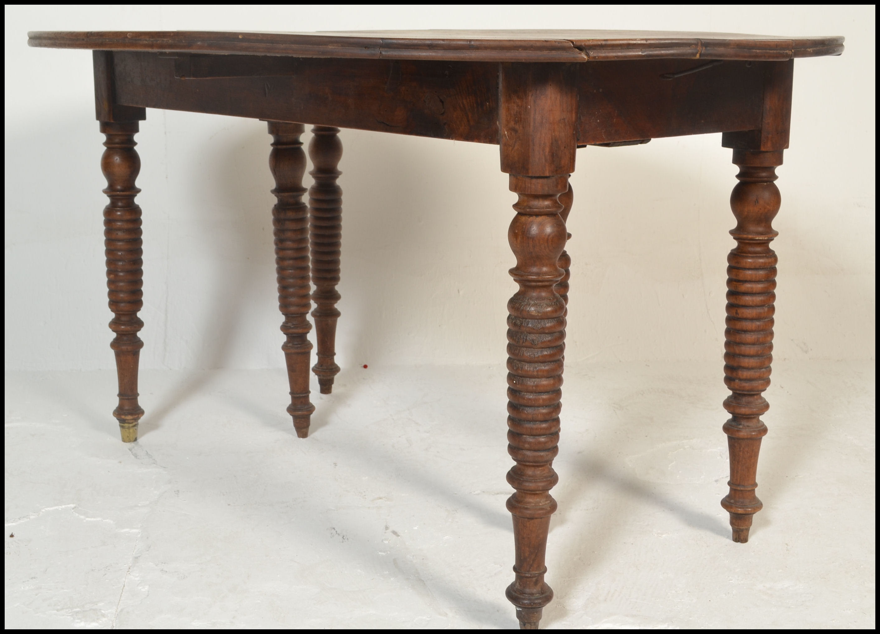 A 19th century French fruit wood drop leaf dining - Image 3 of 5