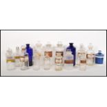 A collection of late 19th / early 20th Century apothecary chemist medicine glass jars most having