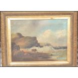 After William Matthew Hale. A 19th century Oil on canvas painting rough seas against a rocky