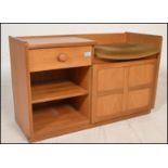 A retro teak wood 20th Century Telephone Seat by Nathan, telephone seat with integral shelves and