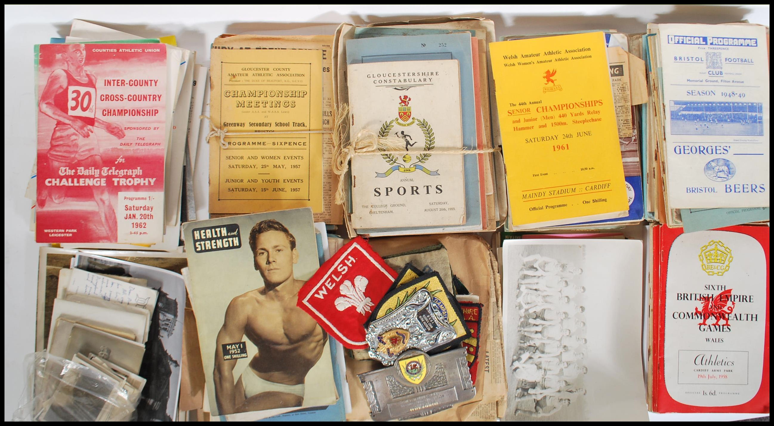 A collection of mostly Bristol / West Country athletic related ephemera to include a wide