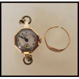 A hallmarked 9ct gold mid 20th Century Aviva wrist