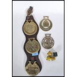 Aporist interest, A collection of five bee keeping horse brasses inc skep and other brasses, 4 being