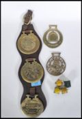 Aporist interest, A collection of five bee keeping horse brasses inc skep and other brasses, 4 being