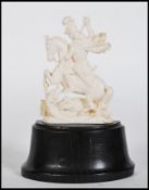 A late 19th century / early 20th century believed Dieppe carved ivory statue figure of St George &