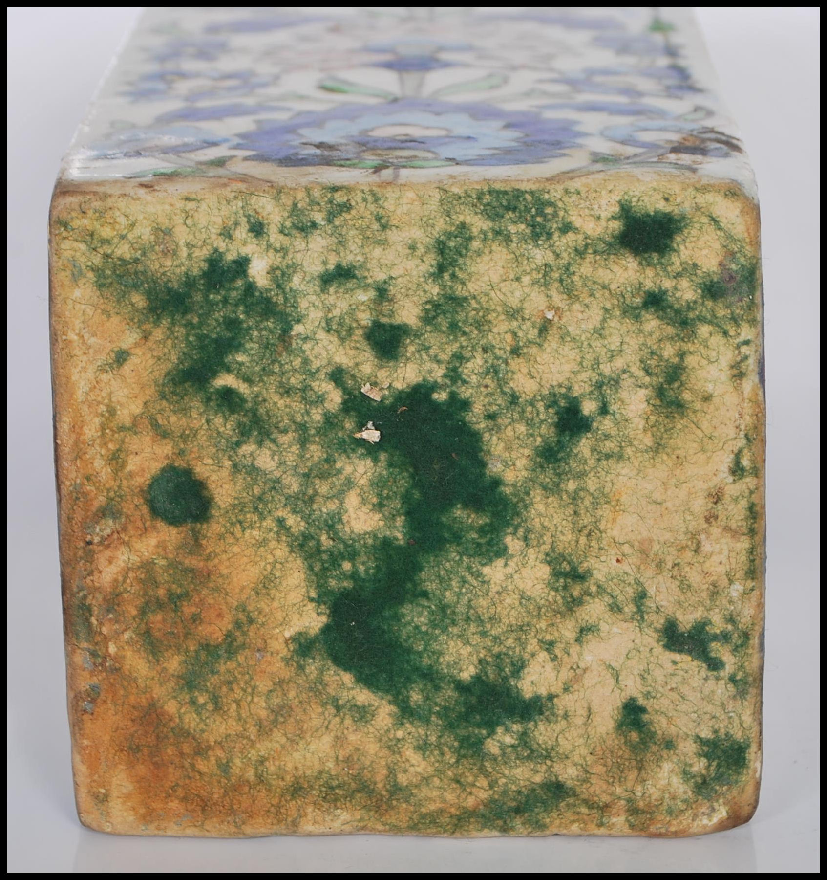 An early 20th Century Anglo Indian art pottery ceramic vase of square form, the vase decorated - Image 6 of 6