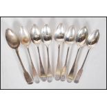 A set of Scottish silver hallmarked 19th Century Georgian tea spoons, Edinburgh assay, John