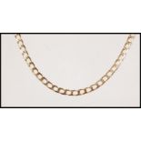 A 9ct gold flat belcher link necklace chain complete with the lobster clasp. Measures 17" long /