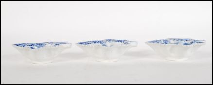 A group of three 19th Century Copeland & Spode pickle dishes in the form of leaves, transfer printed