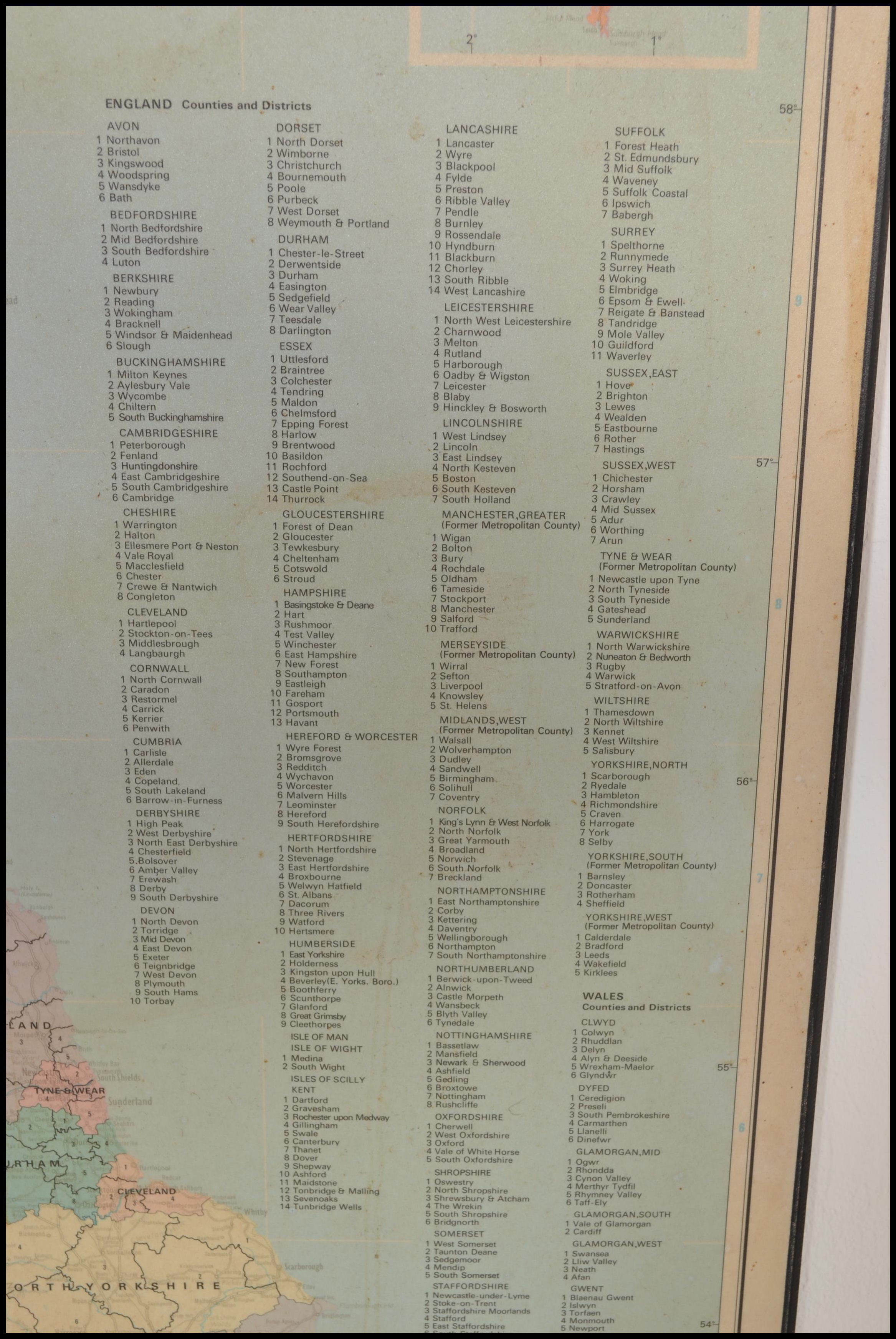 A large vintage mid 20th Century school map of The New Counties Of The British Isles set to board. - Image 6 of 8