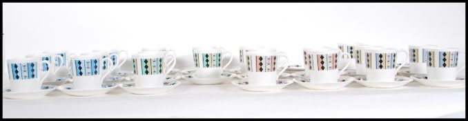 A retro mid century Royal Adderley ' Masquerade ' pattern coffee service, each stamped to base and