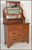 A Victorian arts & crafts oak dressing chest ( table ) of drawers. Raised on bracket style feet