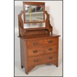 A Victorian arts & crafts oak dressing chest ( table ) of drawers. Raised on bracket style feet