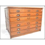 An early 20th century 1940's vintage industrial oak 8 drawer large architects plan chest of drawers.