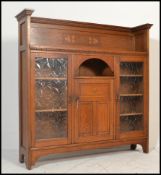 A Victorian 19th century Arts & Crafts solid oak sideboard display cabinet in the manner of Shapland