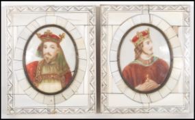 A pair of late 19th Victorian / early 20th Century watercolour portrait studies on Ivory miniature