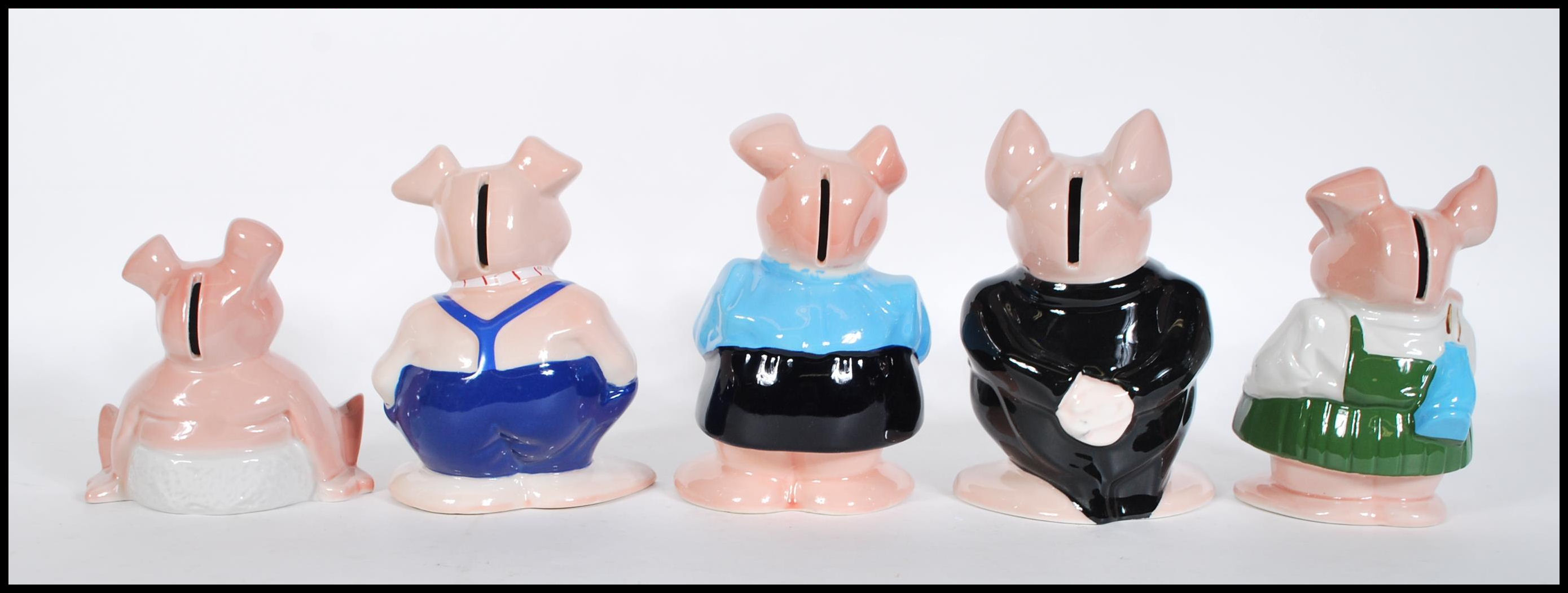 A set of five graduating 20th Century savers collectable Natwest pigs by Wade, fitted stoppers and - Image 3 of 6