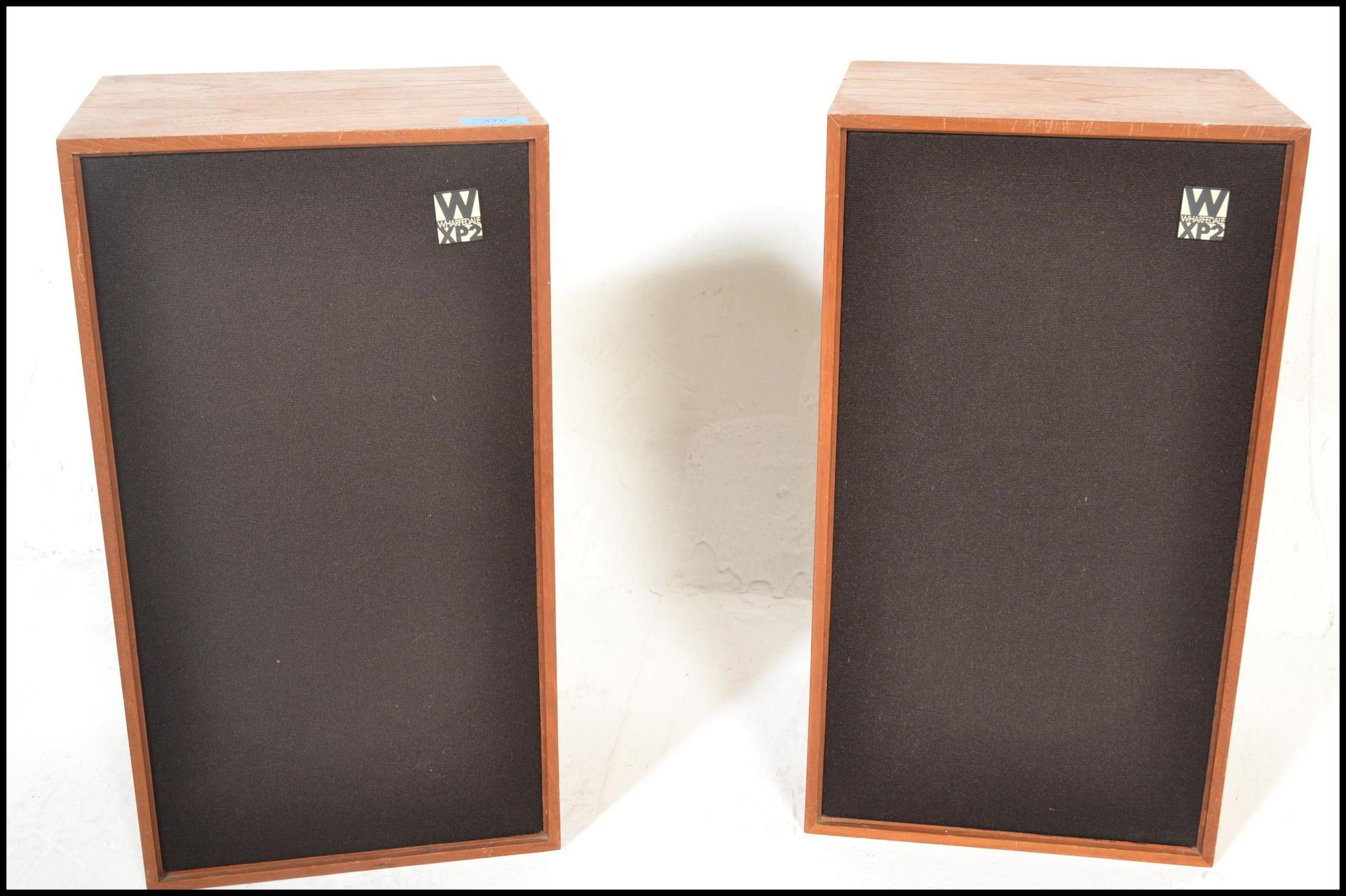 A pair of 1970's / 20th century teak wood cased Wharfedale Linton speakers XP2 35w. Teak cased