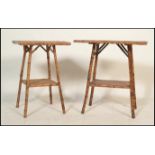 A matched pair of Victorian 19th century Bamboo aesthetic movement occasional / bedside table.