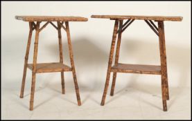 A matched pair of Victorian 19th century Bamboo aesthetic movement occasional / bedside table.