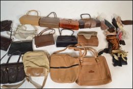 A collection of vintage 20th Century ladies handbags of a selection of styles to include a crocodile