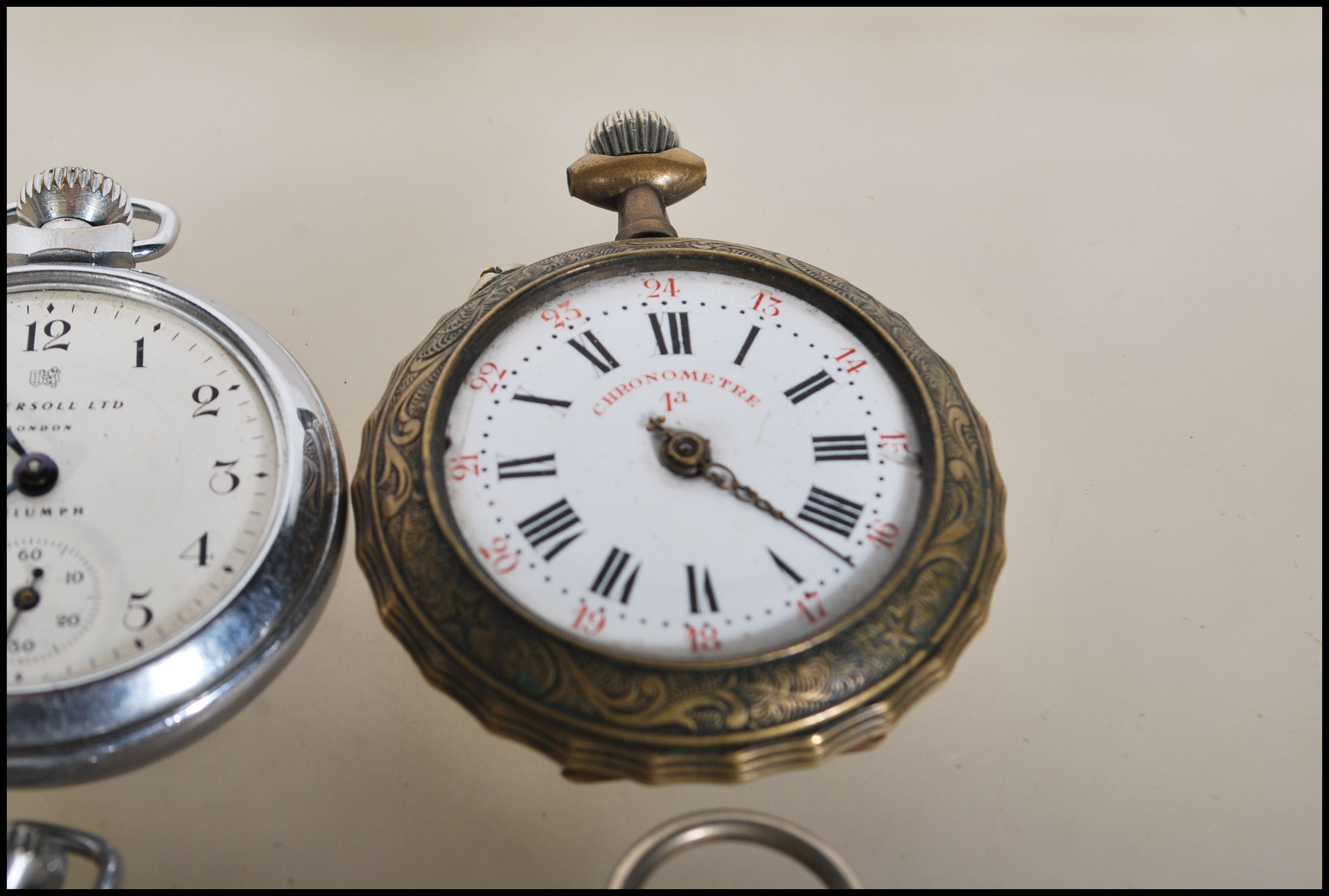 A group of four pocket watches, two chrome cased being made by Ingersoll Ltd London Triumph having - Image 4 of 6