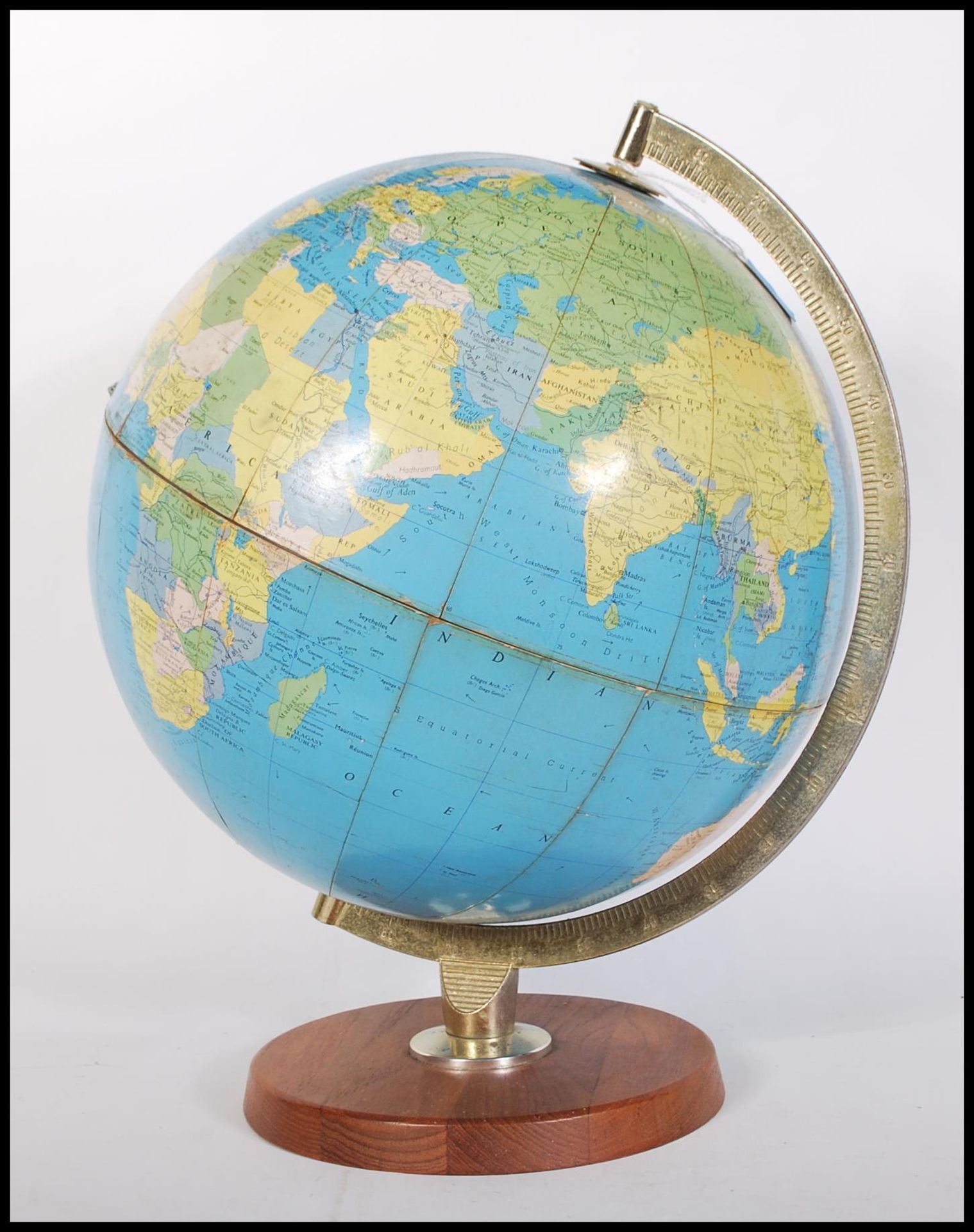 A vintage retro 20th century Philips 12" Political Challenge desk top globe London Geographical