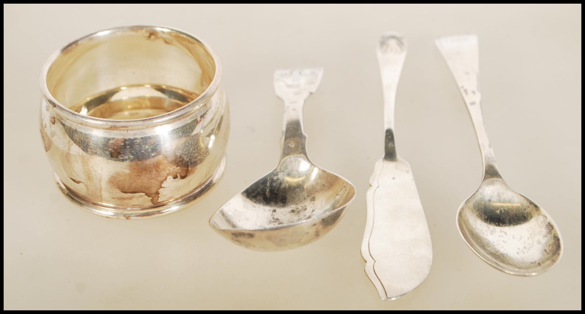 A selection of silver hallmarked items to include a William Fountain silver toddy spoon (