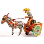 1950'S LEHMANN GALOP ZEBRA CART CLOCKWORK TOY