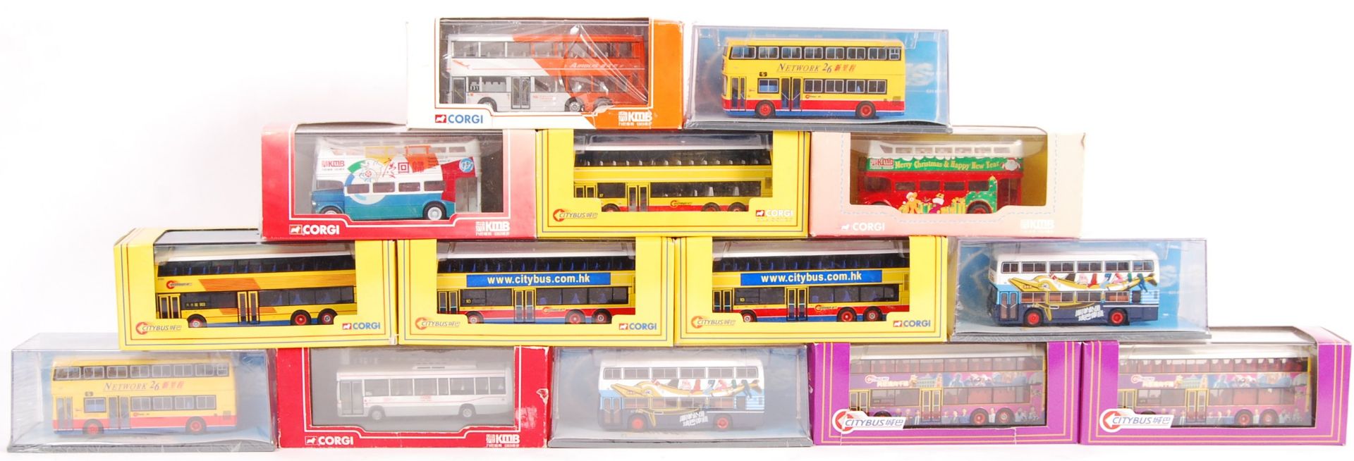 COLLECTION OF 14 CORGI OMNIBUS DIECAST BUS MODELS