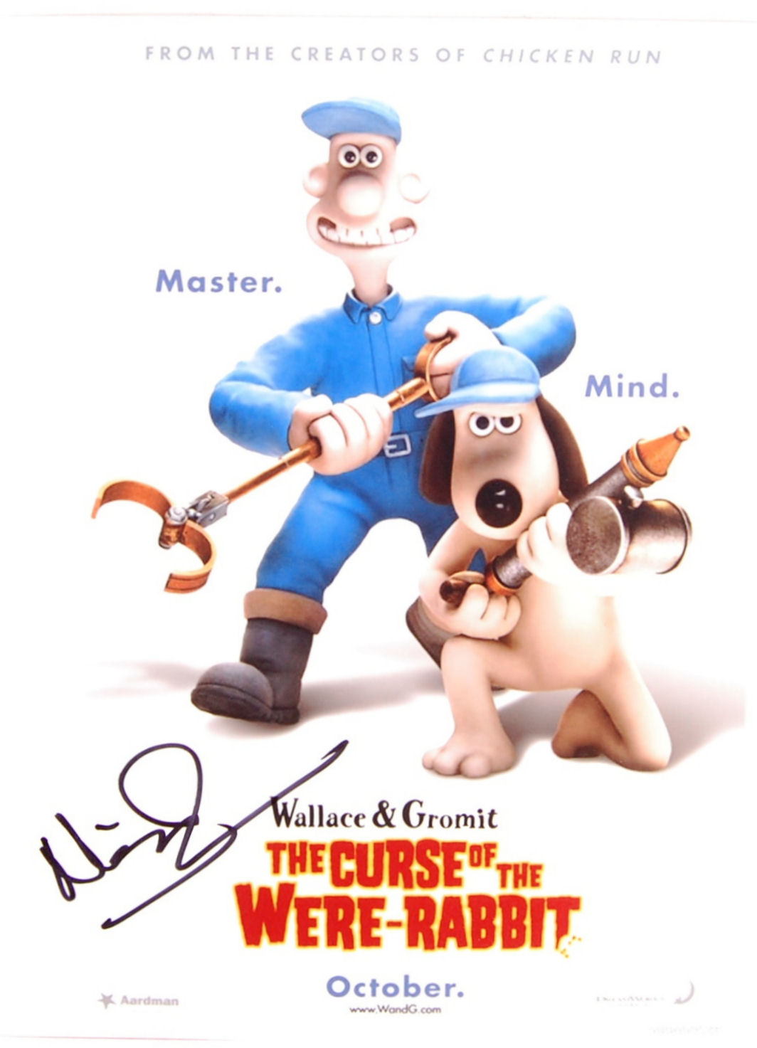 WALLACE & GROMIT - NICK PARK - AUTOGRAPHED 8x10" PHOTO