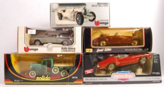 COLLECTION OF FIVE 1/18 SCALE BOXED DIECAST MODELS.