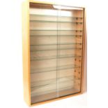 WALL MOUNTED UPRIGHT WOODEN GLAZED MODEL DISPLAY CABINET