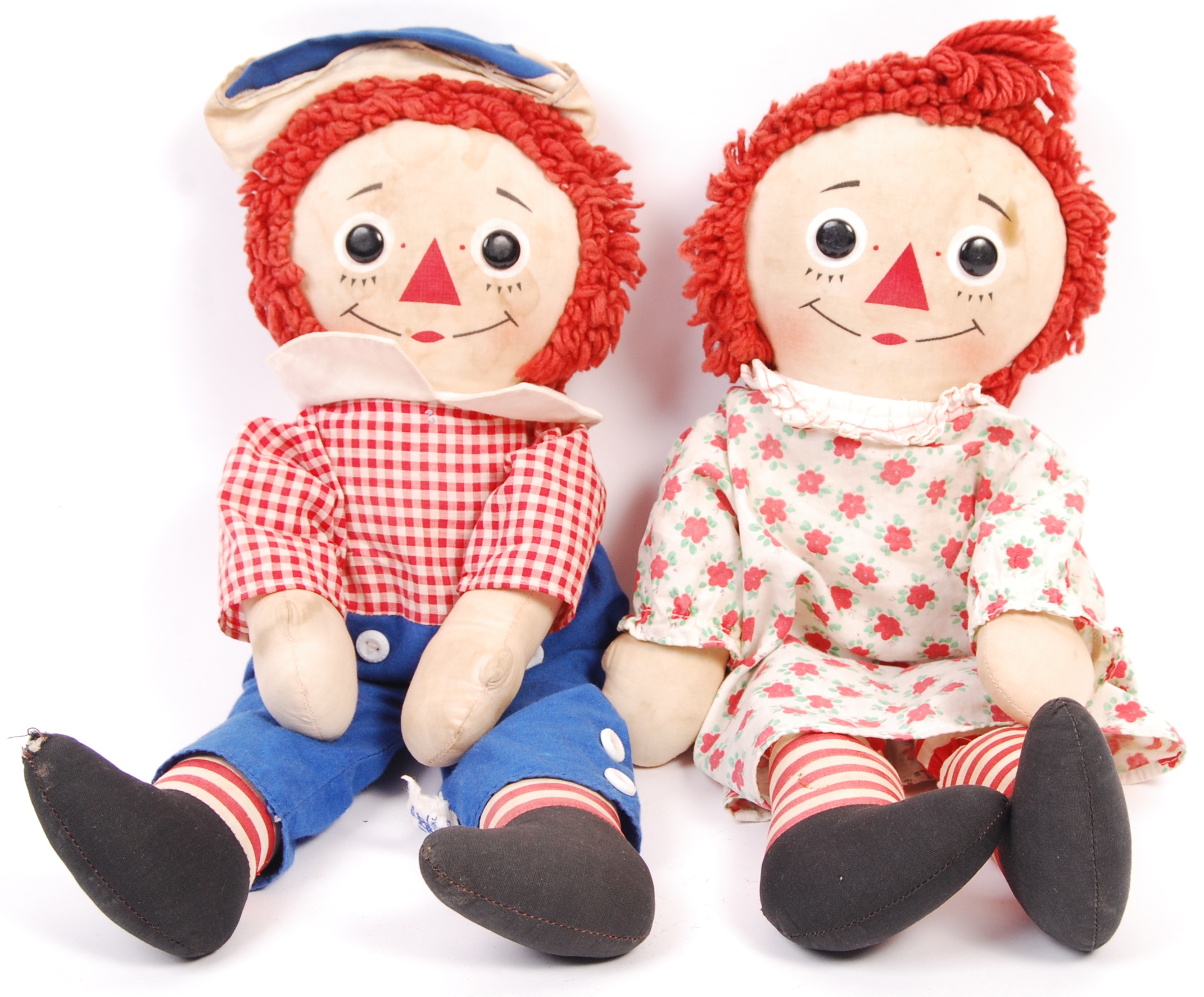 RARE VINTAGE PAIR OF RAGGEDY ANN DOLLS / SOFT TOYS