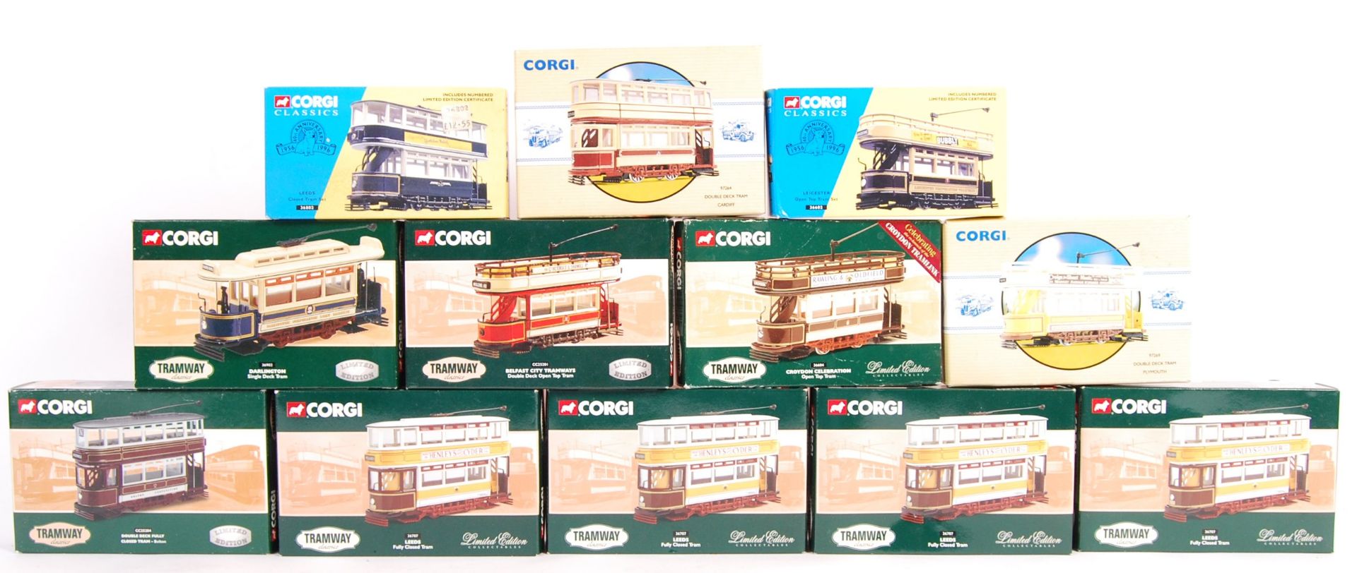 COLLECTION OF TWELVE CORGI CLASSIC BOXES TRAMS / B