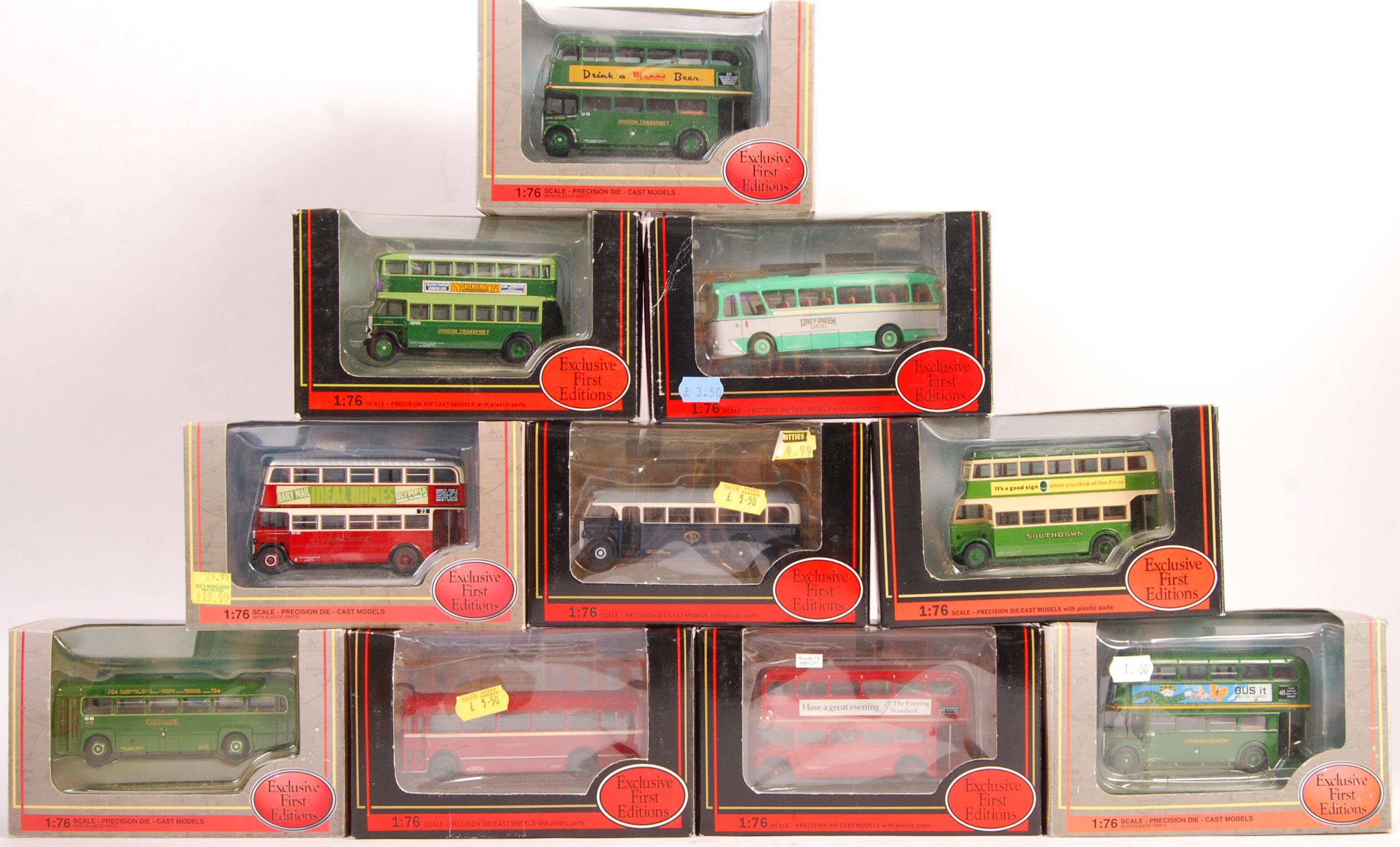 COLLECTION OF TEN BOXED EFE 1/76 SCALE DIECAST BUS