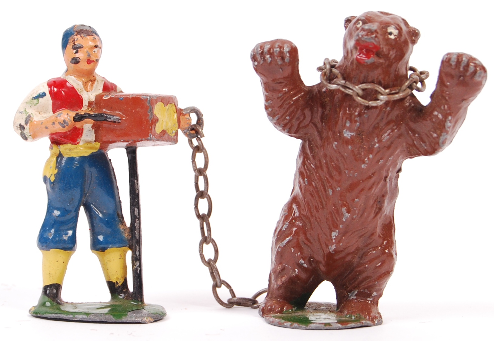 RARE VINTAGE TIMPO ' GYPSY ORGAN GRINDER & DANCING BEAR ' LEAD FIGURES