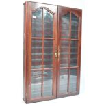 STAINED WOOD AND GLAZED TWIN DOOR DIECAST DISPLAY CABINET